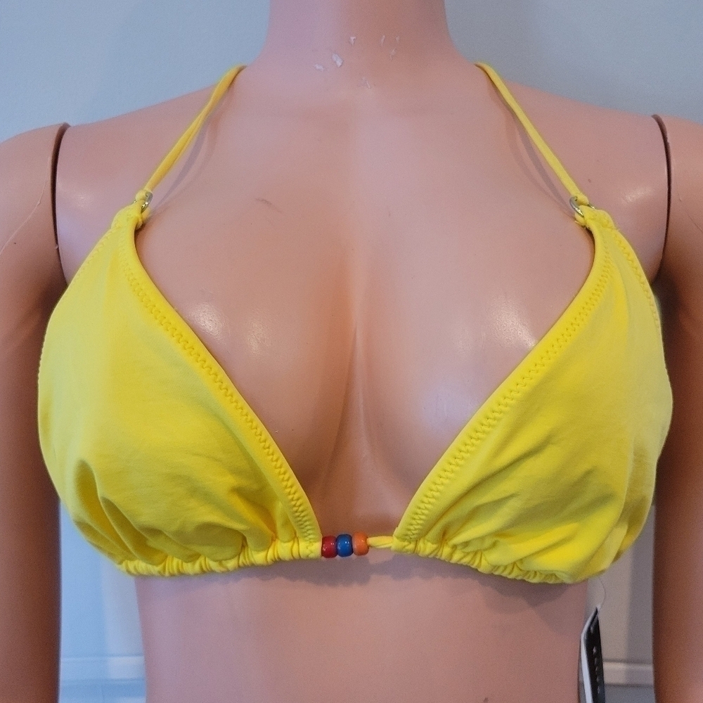 Ralph Lauren Yellow Triangle Bikini Top with Bead Accent